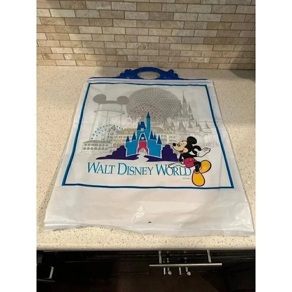Vintage Walt Disney World Plastic Shopping Bag‎ With Blue Handle bh - Picture 2 of 2